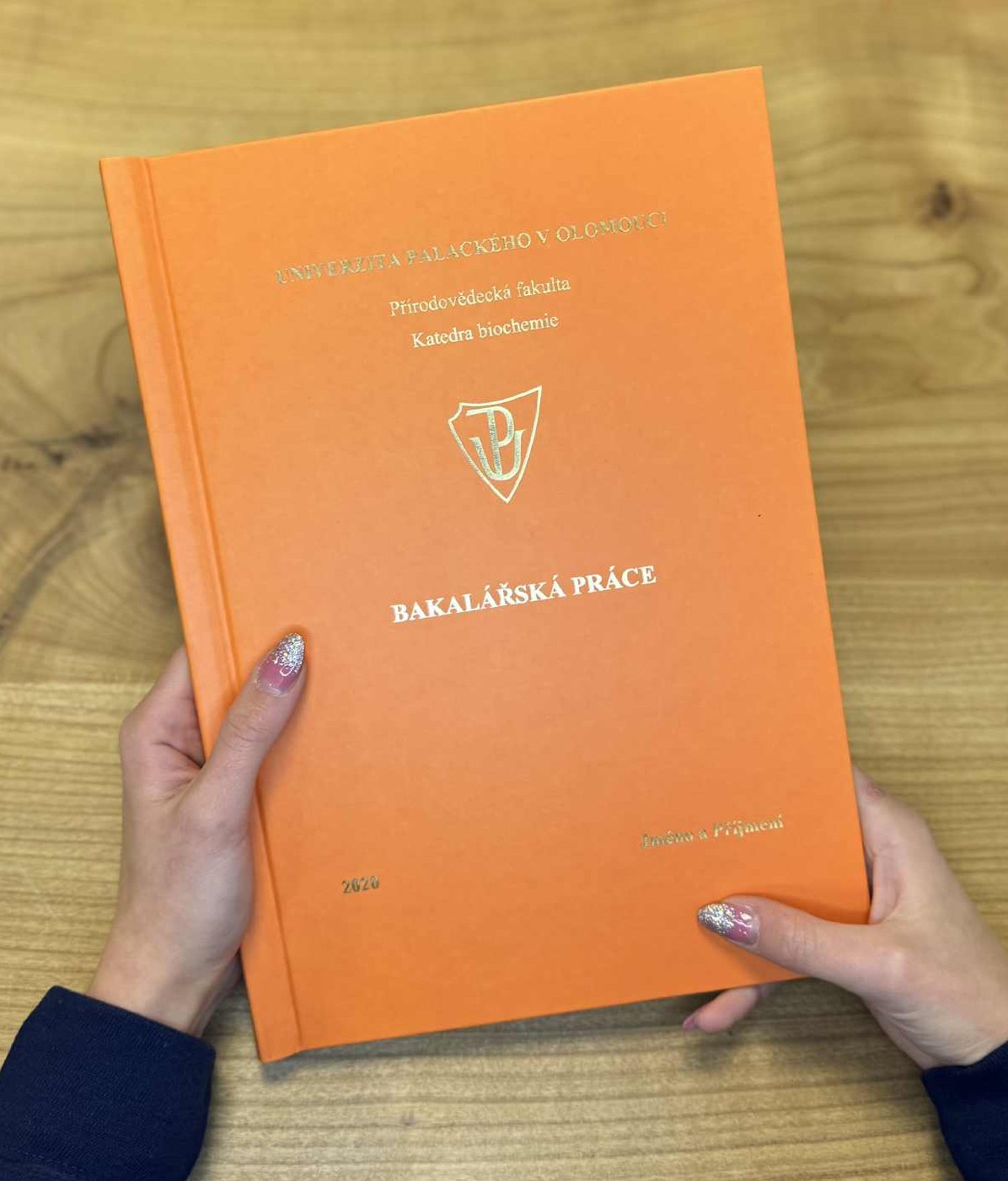 Potisk loga šoly na oranžových deskách